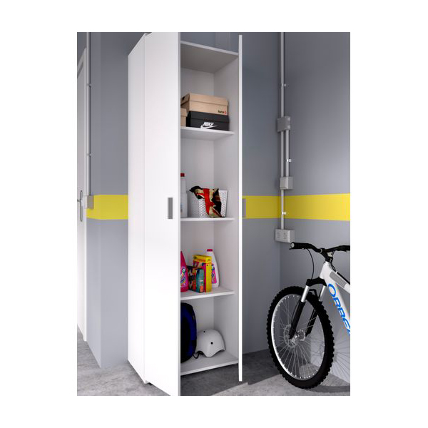 Armadio Basso Multiuso Con 2 Ante E Ripiani Regolabili – Bianco Opaco, Resistente, Per Bagno, Cucina, Lavanderia, Garage