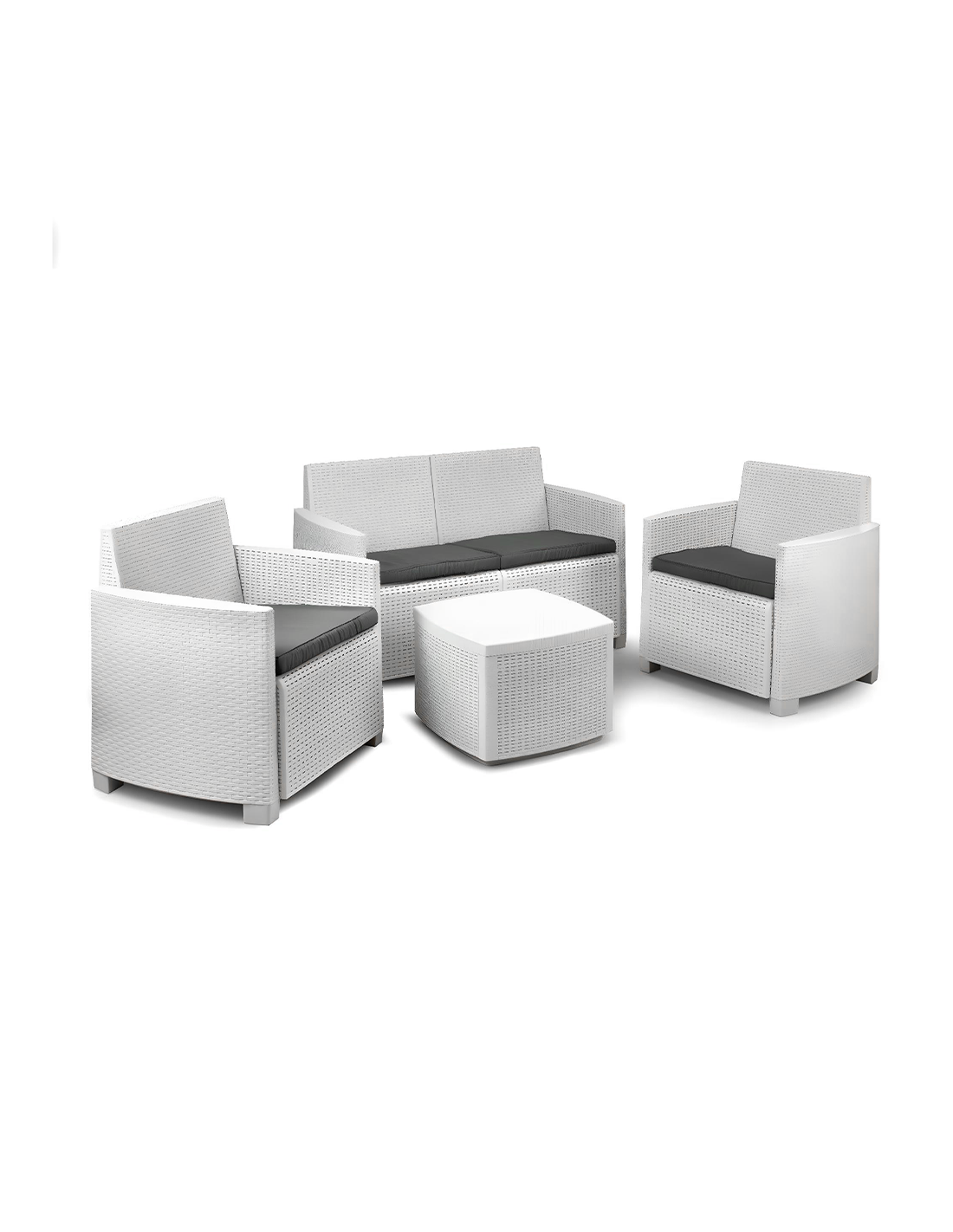 Set da giardino Como Ipae Progarden bianco con cuscino grigio