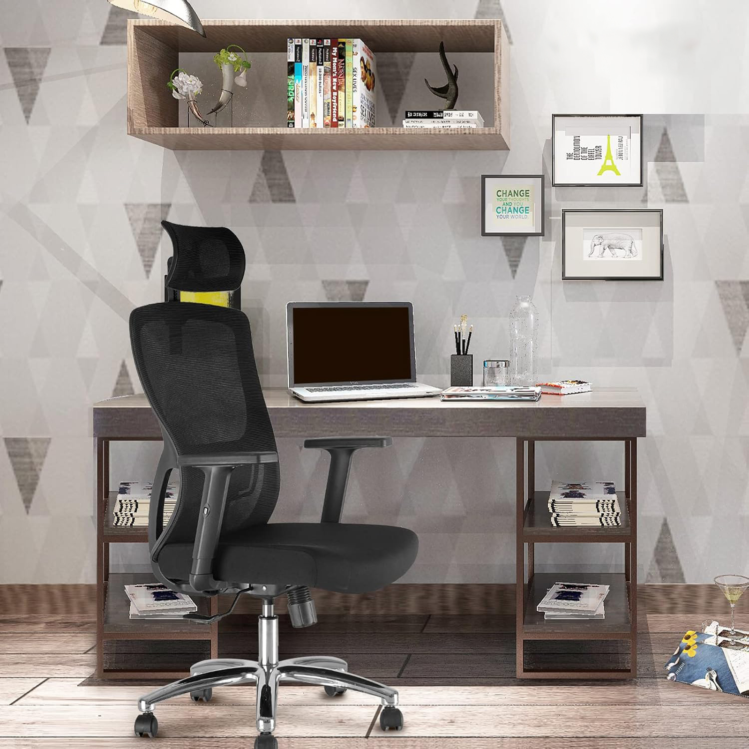 Sedia Ufficio Morton In Similpelle | Ergonomica Con Braccioli E Ruote | Grigia - 3
