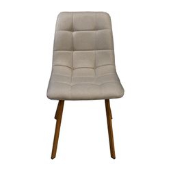 Sedia in tessuto beige imbottita gambe effetto legno BricoCasa