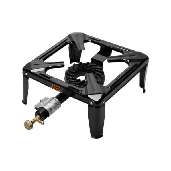 Fornello a gas professionale 10,5 KW, fornello a sgabello 3 piedi 18 cm, bruciatore in ghisa con sicurezza e accensione piezoelettrica, con tubo e regolatore